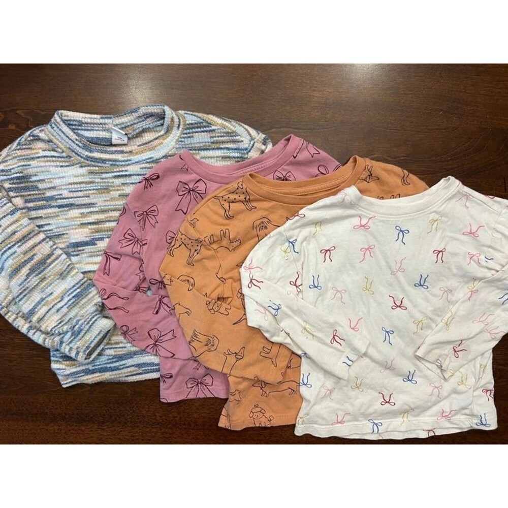 4 Pack Toddler Girls Longsleeve Shirts Size 4T Bundle